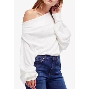 We the Free People Women's XS Skyline Thermal Sweater Off The Shoulder White